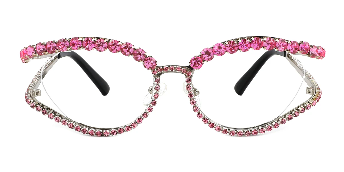 Pink Oval Unique Gorgeous Rhinestone  Eyeglasses | WhereLight