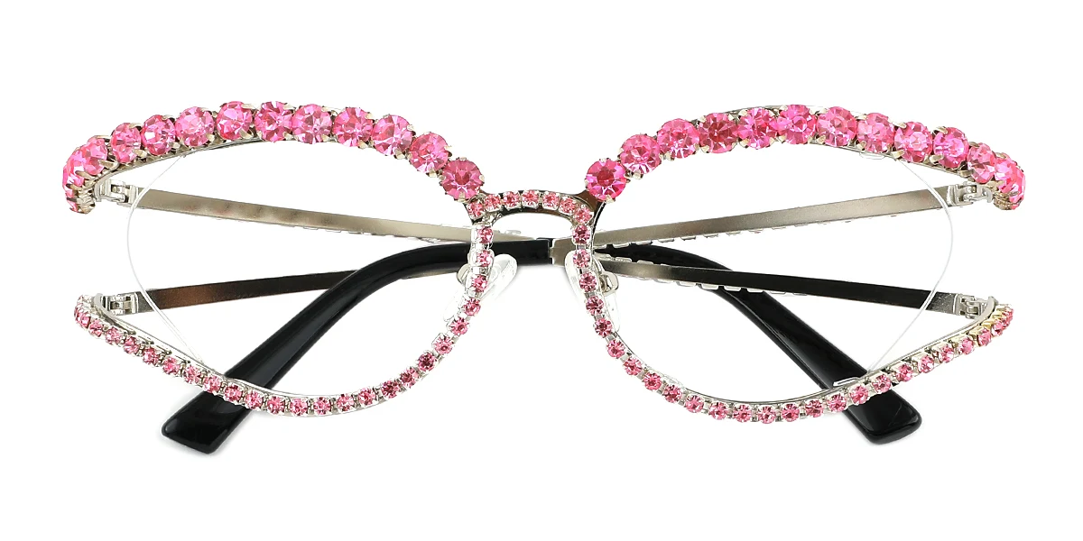 Pink Oval Unique Gorgeous Rhinestone  Eyeglasses | WhereLight