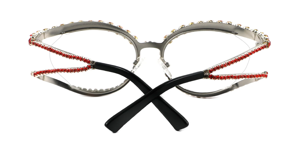 Red Oval Unique Gorgeous Rhinestone  Eyeglasses | WhereLight