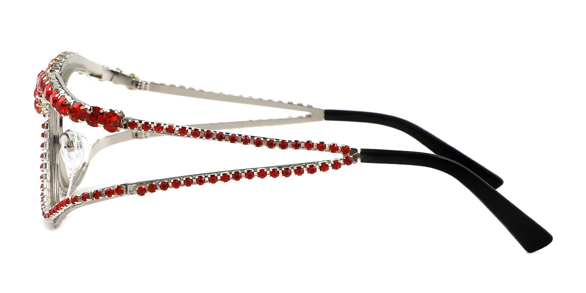 Red Oval Unique Gorgeous Rhinestone  Eyeglasses | WhereLight