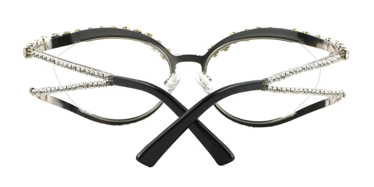 White Oval Unique Gorgeous Rhinestone  Eyeglasses | WhereLight