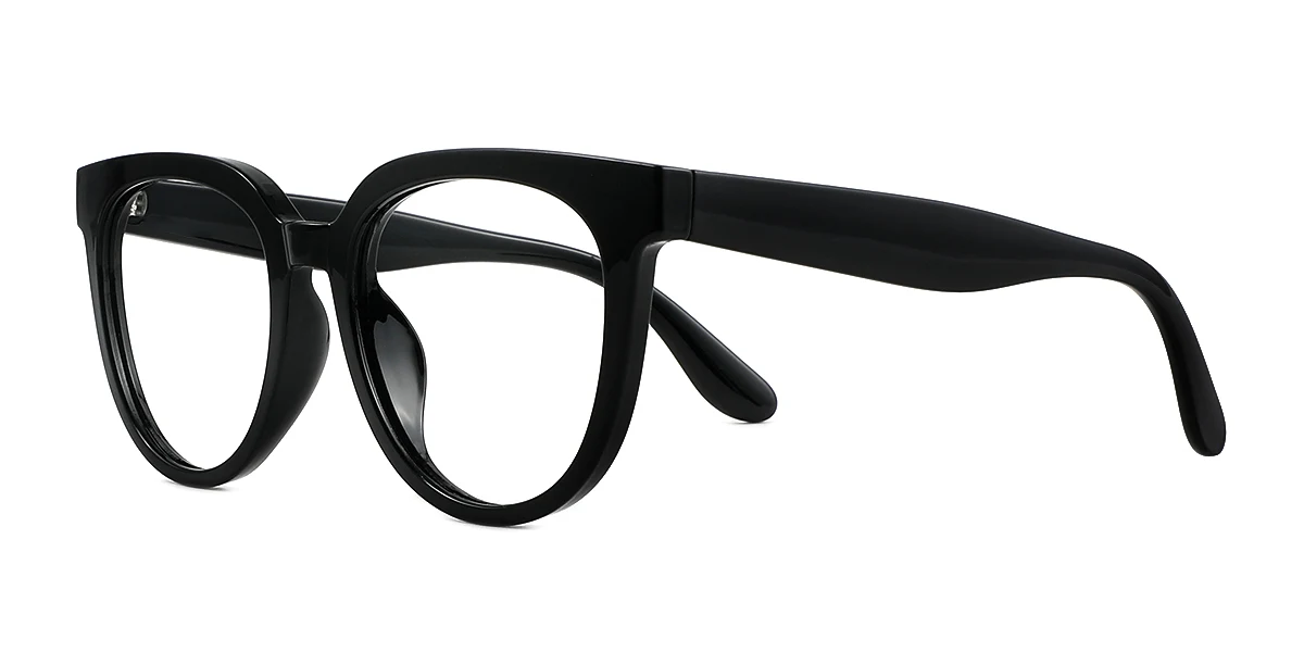 Black Round Oval Simple Classic Retro Custom Engraving Eyeglasses | WhereLight