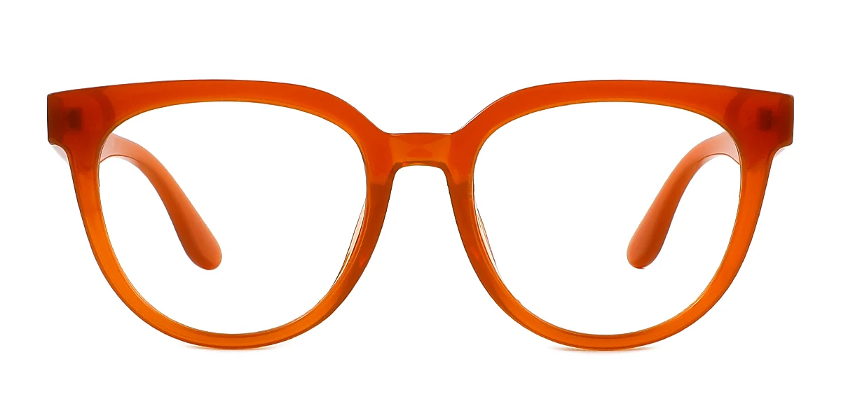 Orange Round Oval Simple Classic Retro Custom Engraving Eyeglasses | WhereLight
