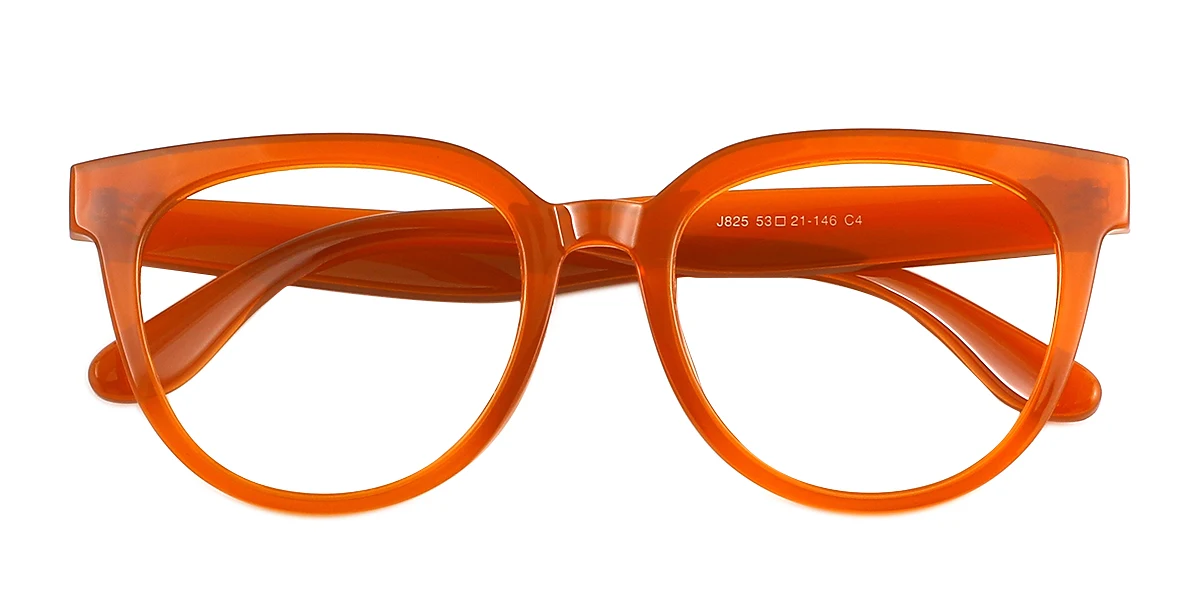 Orange Round Oval Simple Classic Retro Custom Engraving Eyeglasses | WhereLight