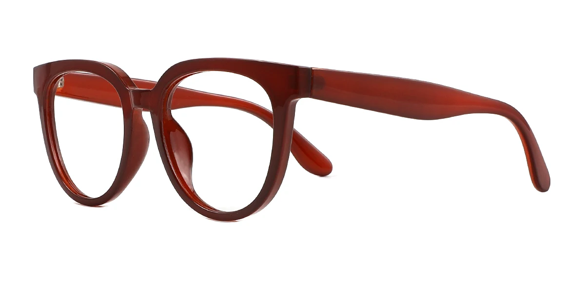 Red Round Oval Simple Classic Retro Custom Engraving Eyeglasses | WhereLight