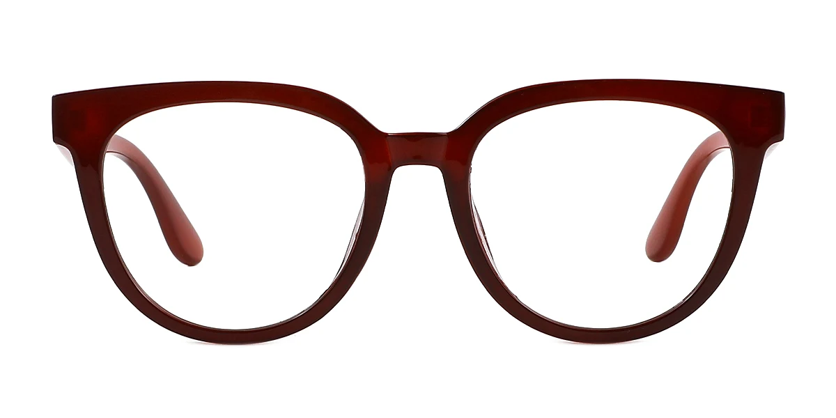 Red Round Oval Simple Classic Retro Custom Engraving Eyeglasses | WhereLight