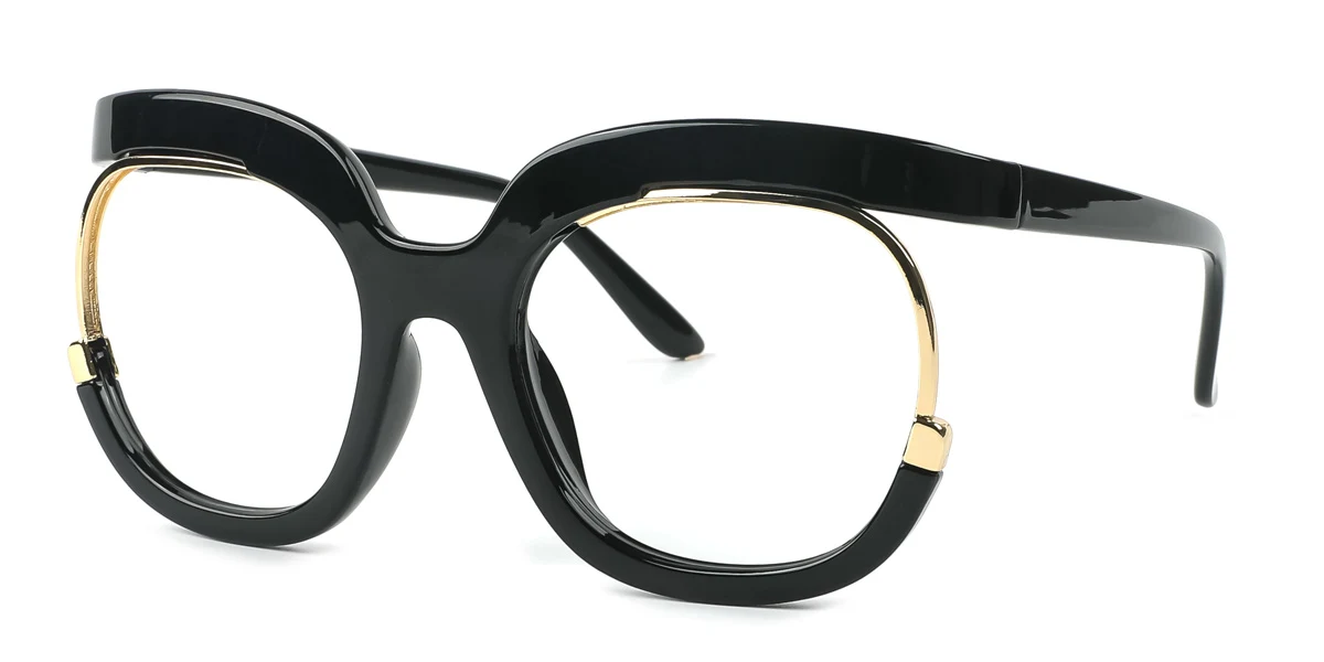 Black Round Oval Retro Unique Custom Engraving Eyeglasses | WhereLight
