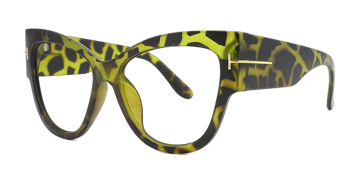 Green Cateye Simple Classic Custom Engraving Eyeglasses | WhereLight