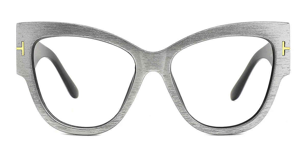 Silver Cateye Simple Classic Custom Engraving Eyeglasses | WhereLight