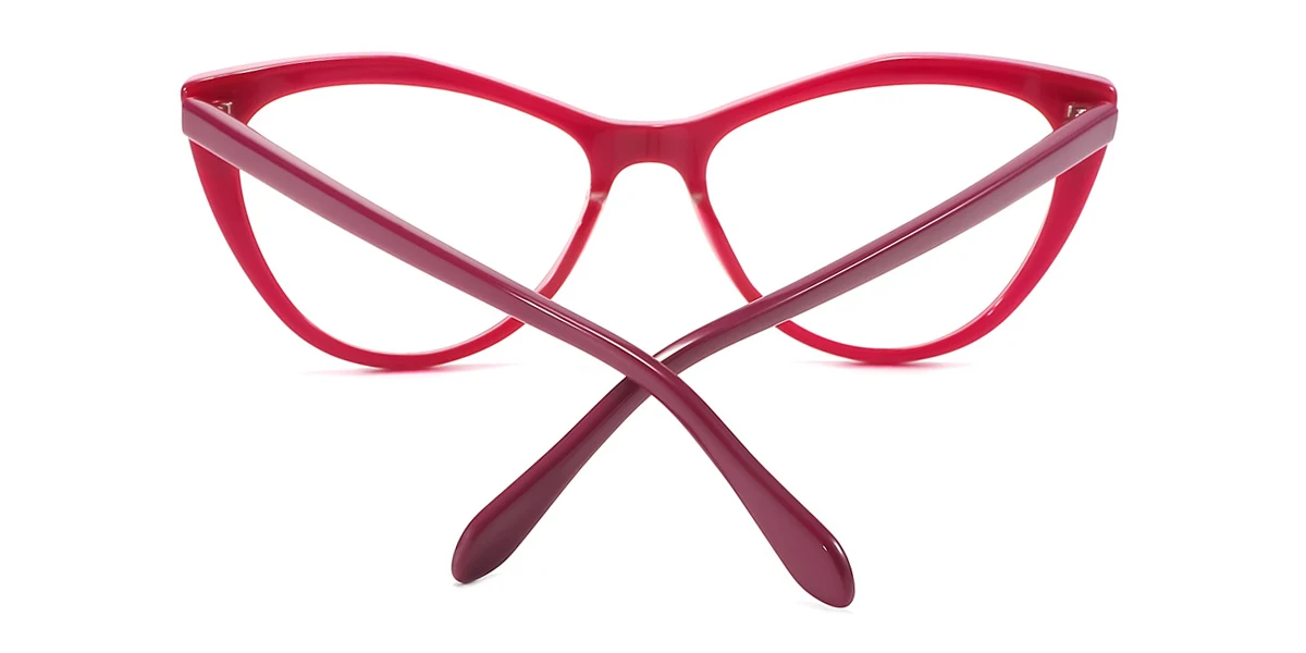 Red Cateye Simple Spring Hinges Eyeglasses | WhereLight