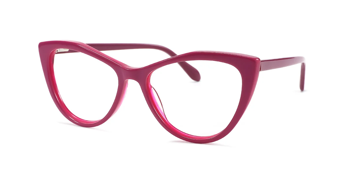 Red Cateye Simple Spring Hinges Eyeglasses | WhereLight