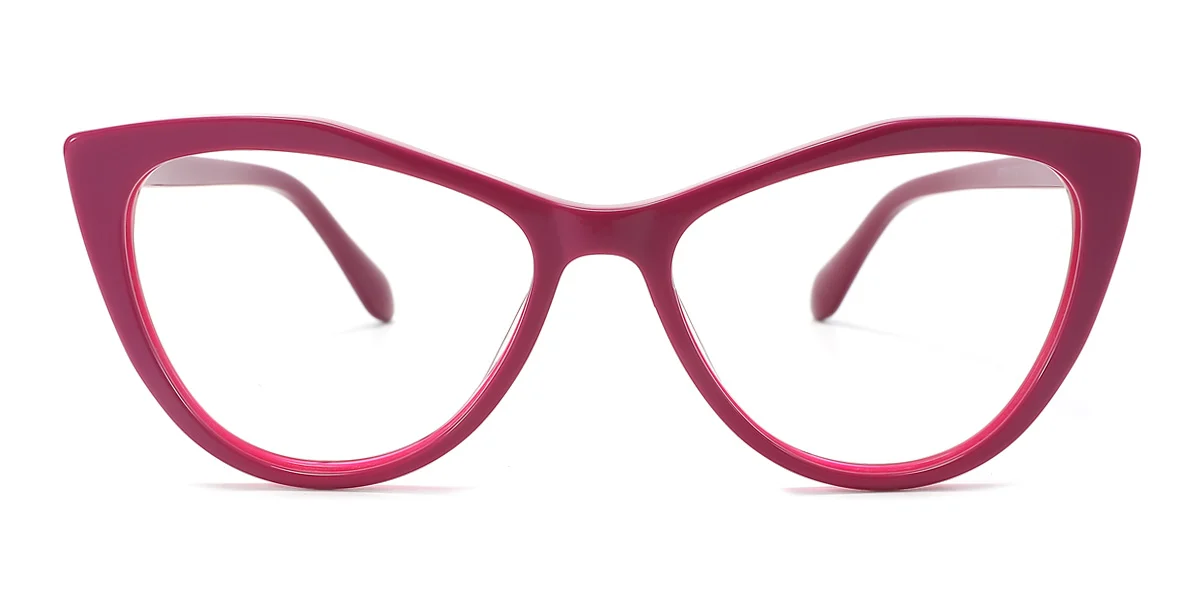 Red Cateye Simple Spring Hinges Eyeglasses | WhereLight