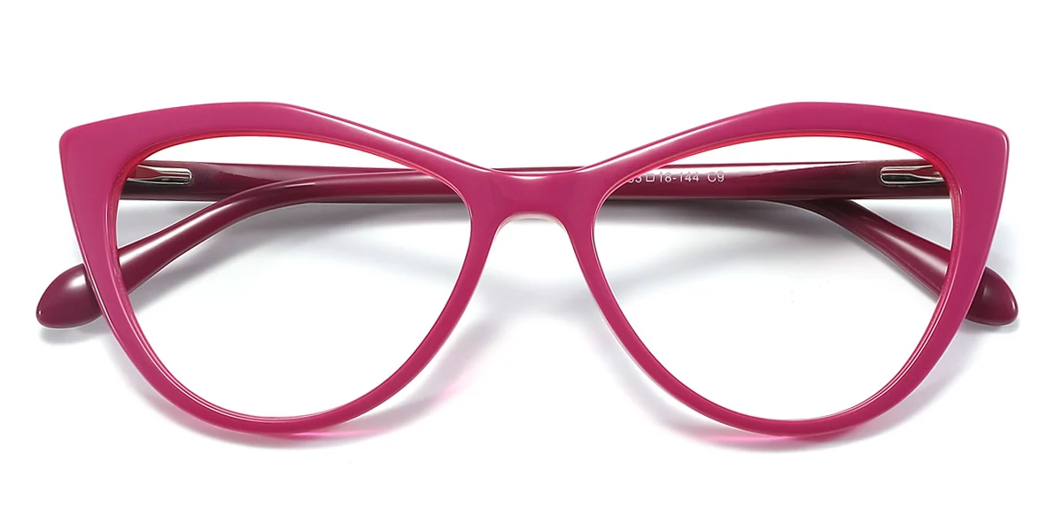 Red Cateye Simple Spring Hinges Eyeglasses | WhereLight