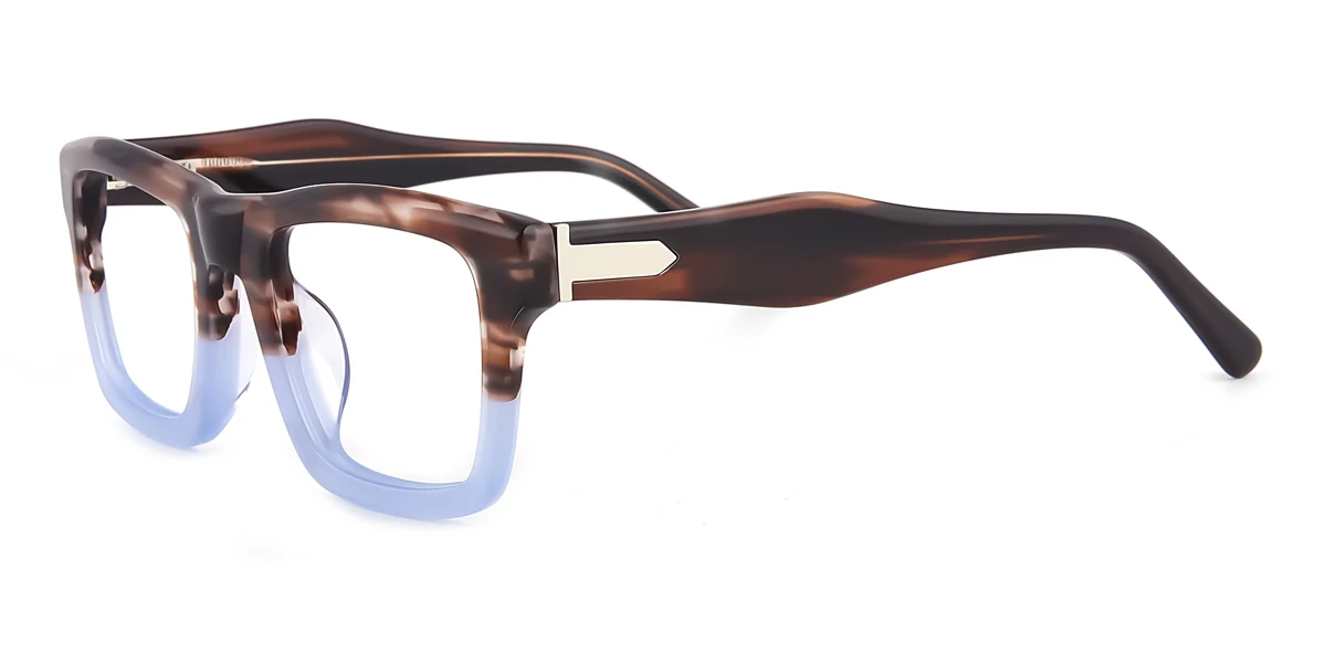 Blue Geometric Classic Spring Hinges Eyeglasses | WhereLight