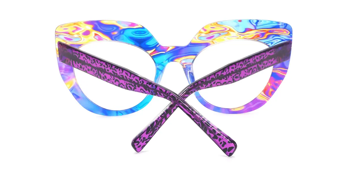 Purple_blue Cateye Unique Custom Engraving Eyeglasses | WhereLight