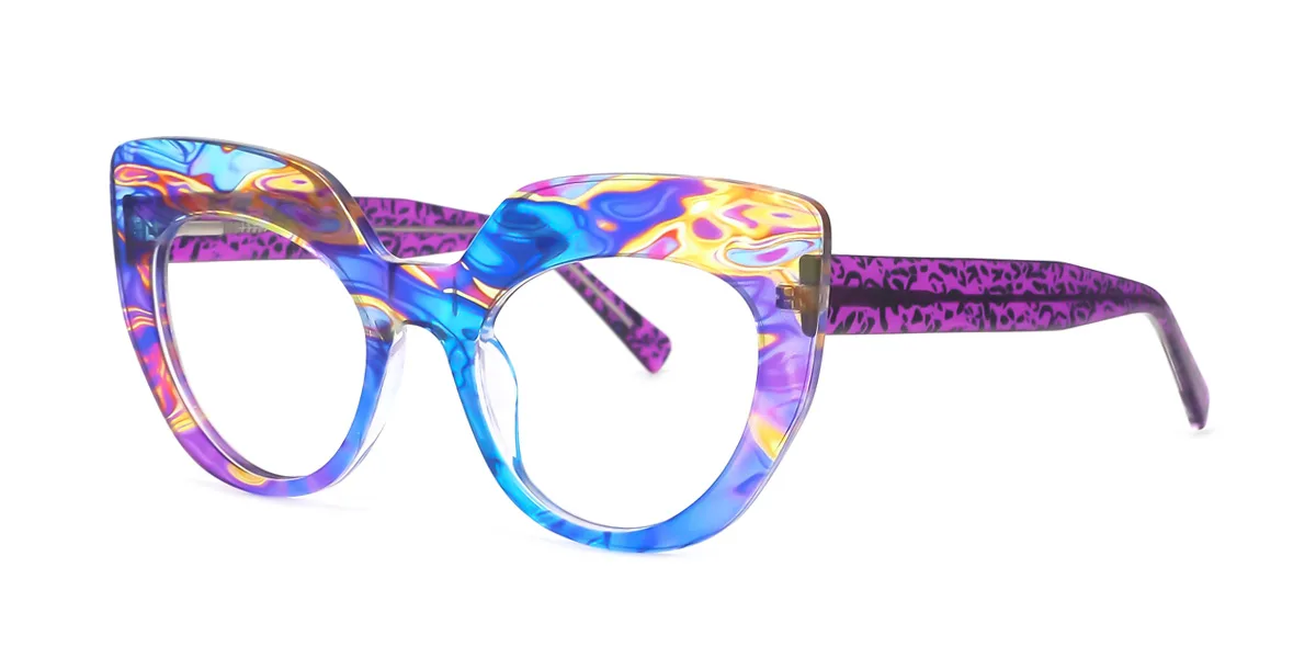 Purple_blue Cateye Unique Custom Engraving Eyeglasses | WhereLight