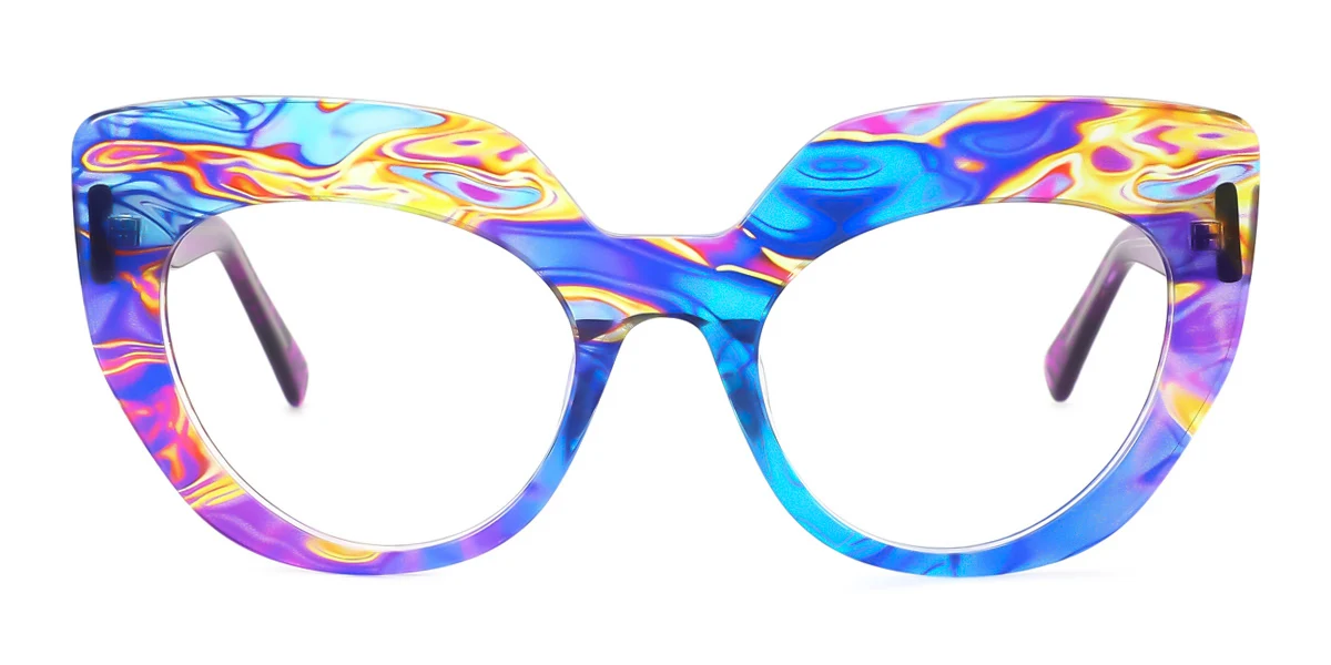 Purple_blue Cateye Unique Custom Engraving Eyeglasses | WhereLight