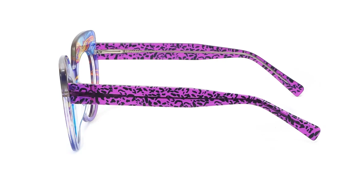 Purple_blue Cateye Unique Custom Engraving Eyeglasses | WhereLight