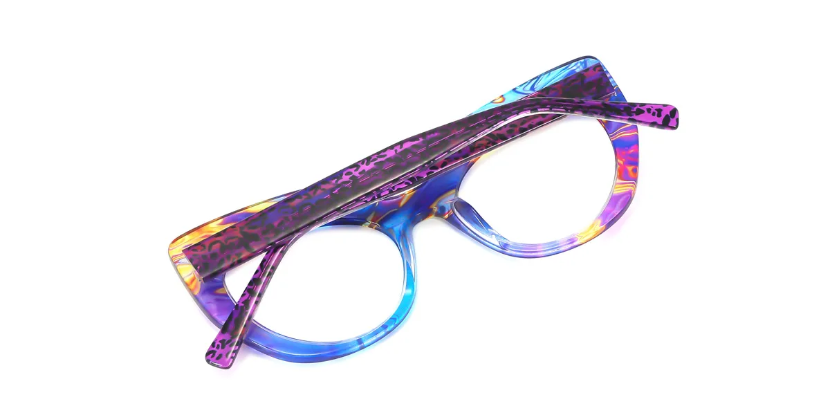 Purple_blue Cateye Unique Custom Engraving Eyeglasses | WhereLight