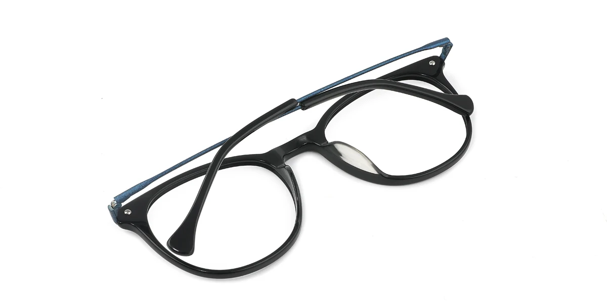 Blue Round Oval Simple Retro Gorgeous Floral Acetate  Eyeglasses | WhereLight
