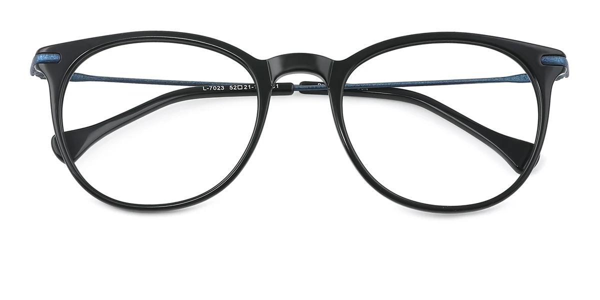 Blue Round Oval Simple Retro Gorgeous Floral Acetate  Eyeglasses | WhereLight