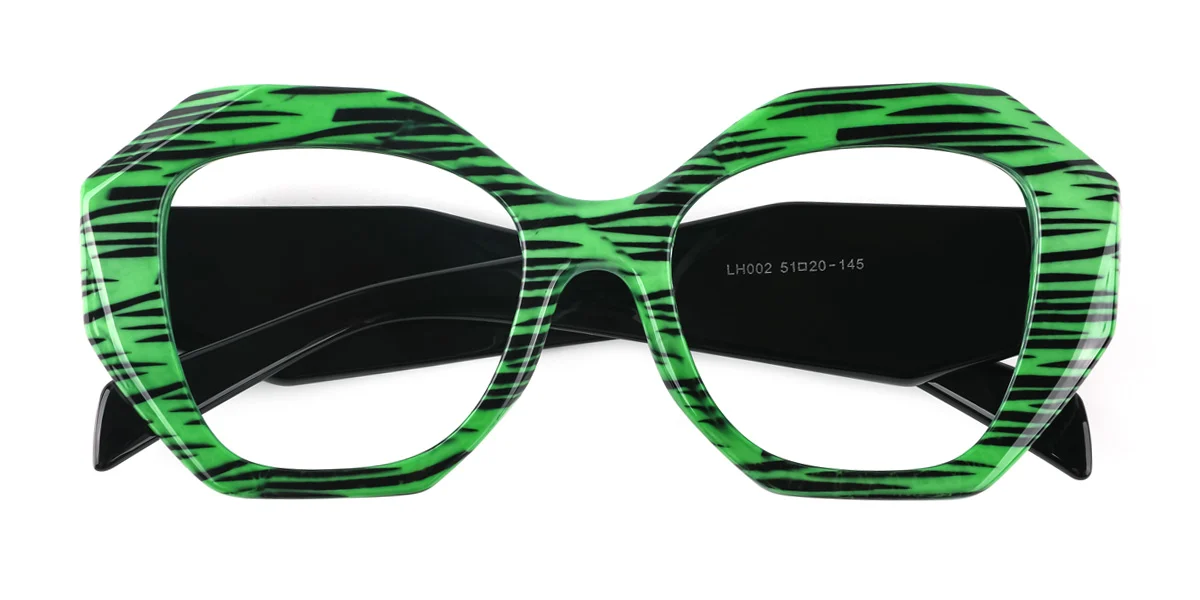 Green Geometric Gorgeous Custom Engraving Eyeglasses | WhereLight