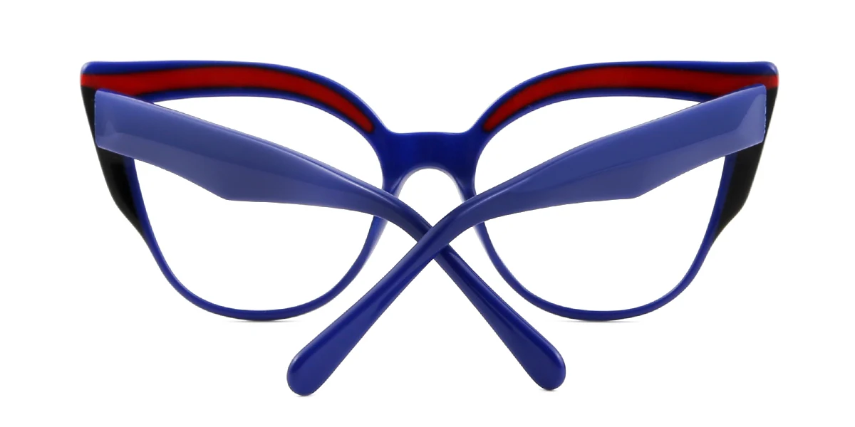 Blue Cateye Simple Spring Hinges Custom Engraving Eyeglasses | WhereLight