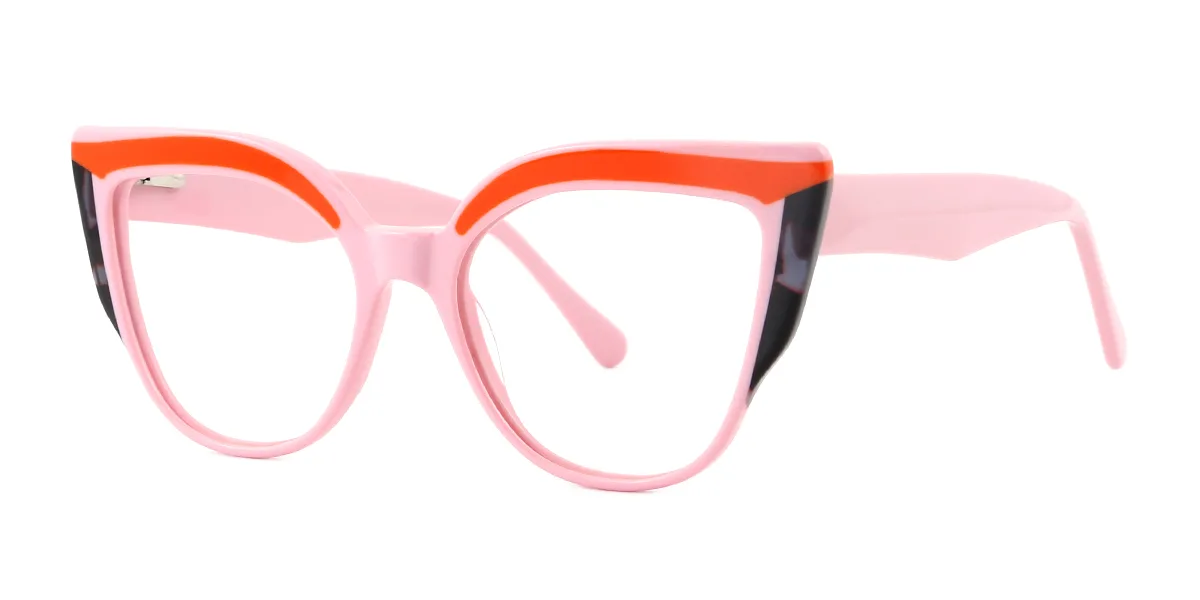 Pink Cateye Simple Spring Hinges Custom Engraving Eyeglasses | WhereLight