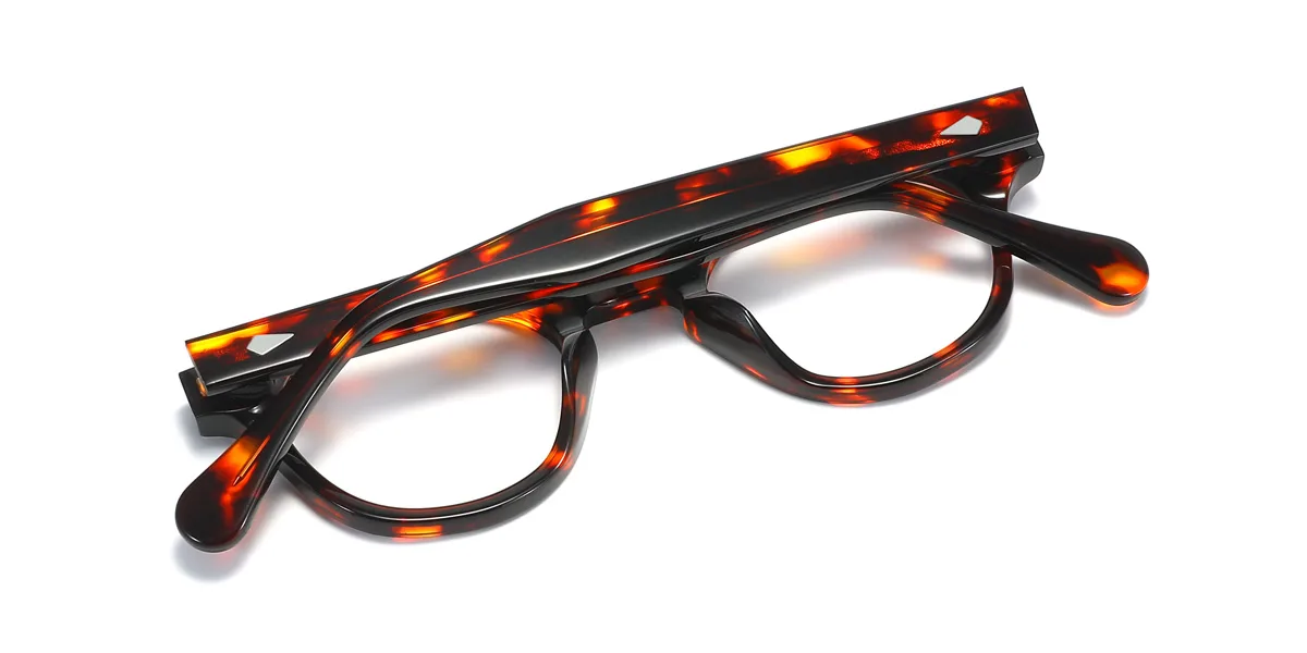 Tortoiseshell Oval Simple Classic Spring Hinges Eyeglasses | WhereLight