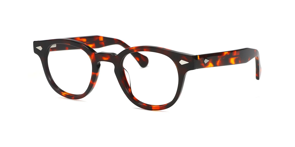 Tortoiseshell Round Unique Spring Hinges Eyeglasses | WhereLight