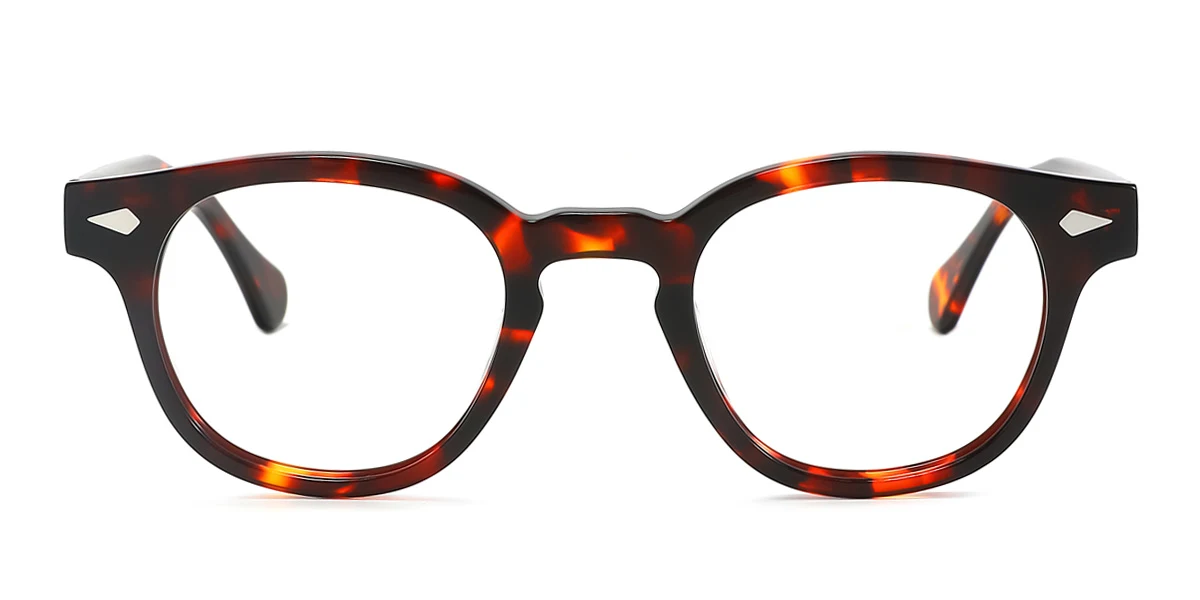 Tortoiseshell Round Unique Spring Hinges Eyeglasses | WhereLight