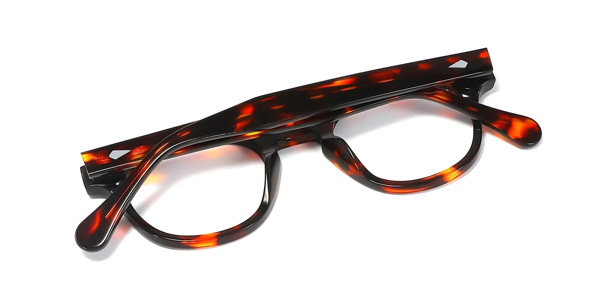 Tortoiseshell Round Unique Spring Hinges Eyeglasses | WhereLight