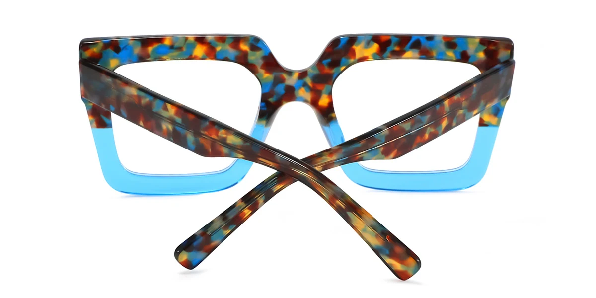 Blue Rectangle Unique Spring Hinges Eyeglasses | WhereLight