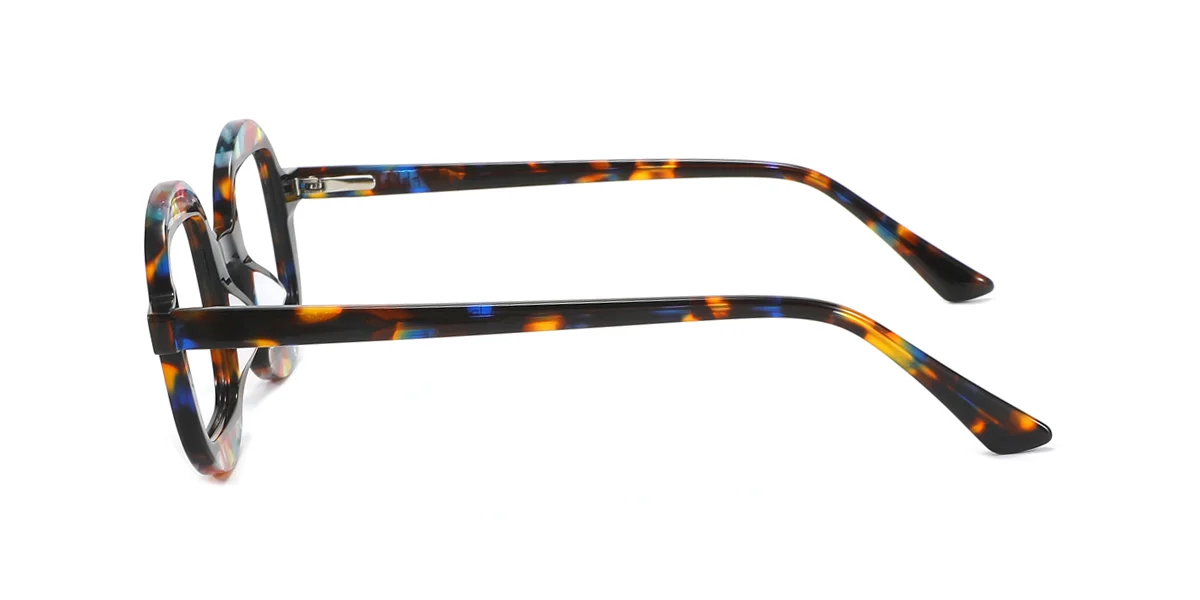 Tortoiseshell Rectangle Round Unique Floral Acetate Spring Hinges Eyeglasses | WhereLight