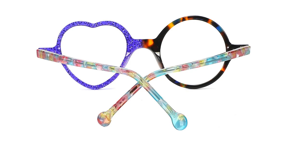 Blue Round Heart Unique Spring Hinges Eyeglasses | WhereLight