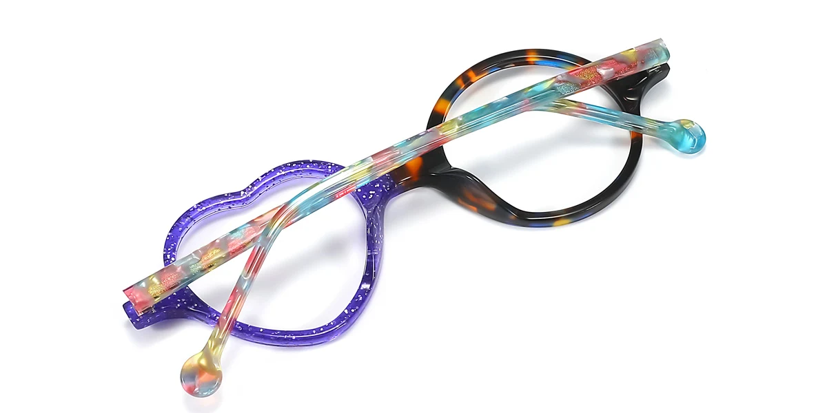 Blue Round Heart Unique Spring Hinges Eyeglasses | WhereLight