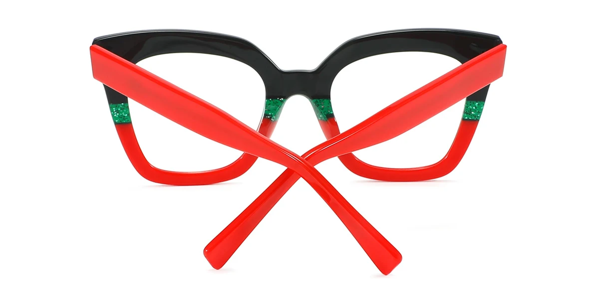 Black_red Rectangle Classic Gorgeous Spring Hinges Eyeglasses | WhereLight