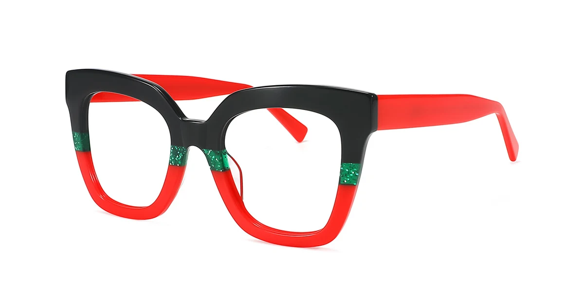 Black_red Rectangle Classic Gorgeous Spring Hinges Eyeglasses | WhereLight