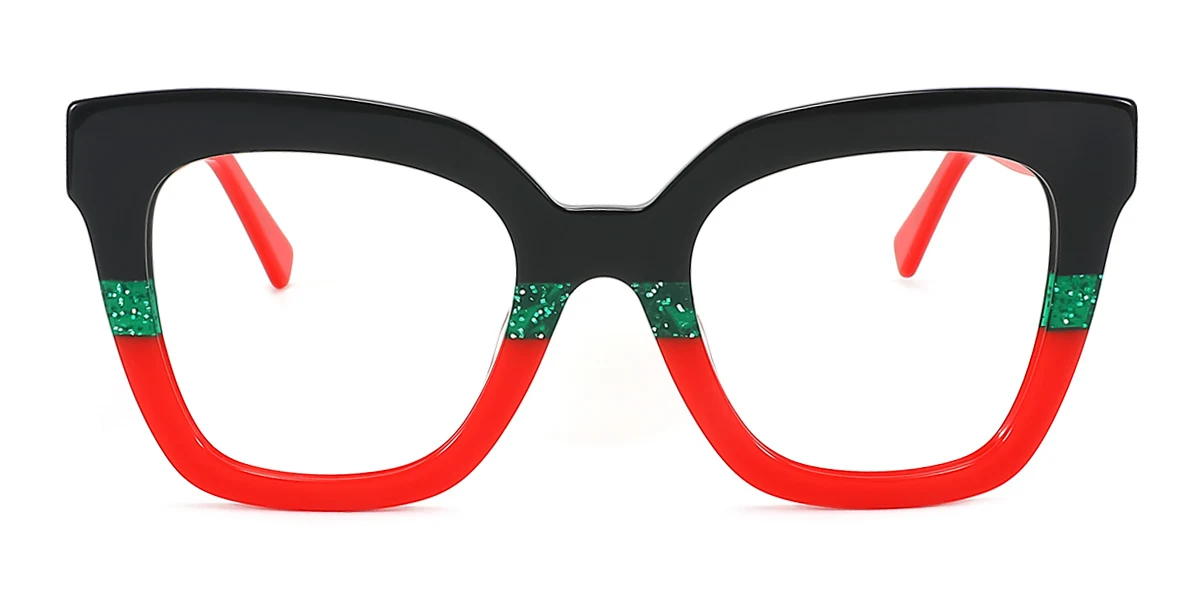 Black_red Rectangle Classic Gorgeous Spring Hinges Eyeglasses | WhereLight