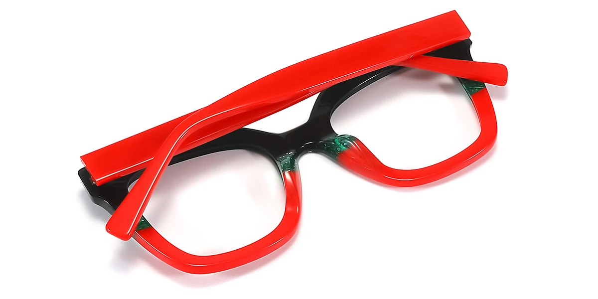 Black_red Rectangle Classic Gorgeous Spring Hinges Eyeglasses | WhereLight