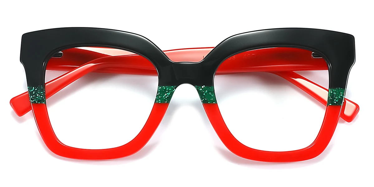 Black_red Rectangle Classic Gorgeous Spring Hinges Eyeglasses | WhereLight