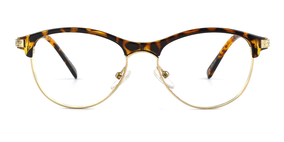 Tortoiseshell Oval Simple Classic  Eyeglasses | WhereLight