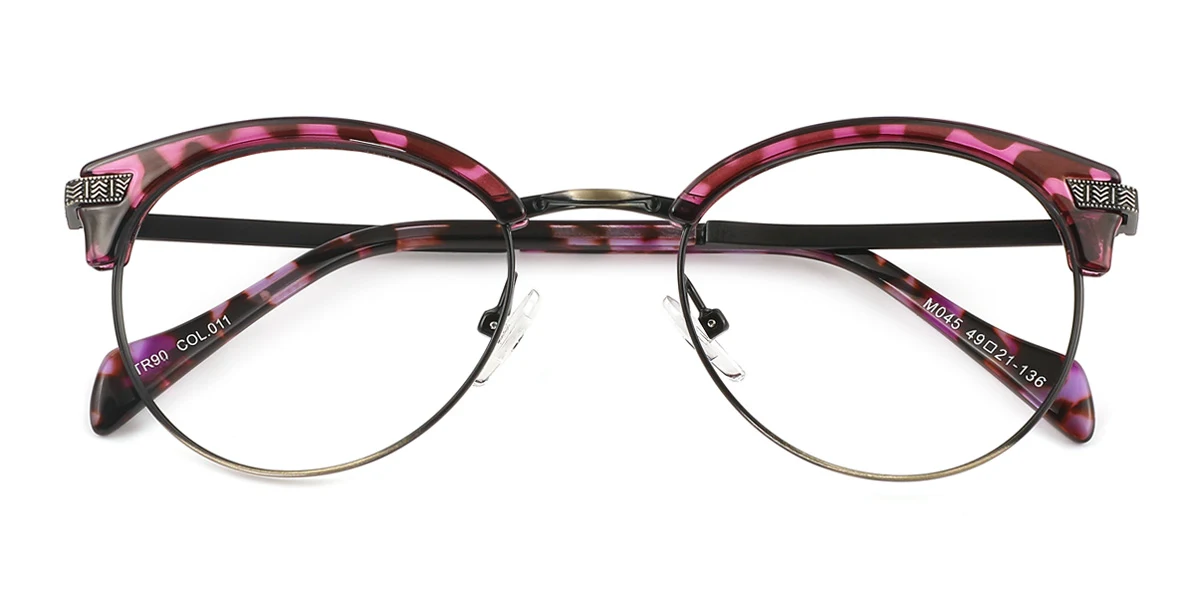 Purple Round Oval Classic Custom Engraving Eyeglasses | WhereLight