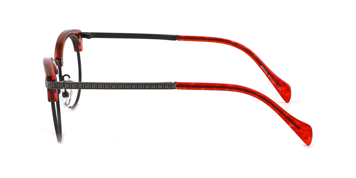 Red Round Oval Classic Custom Engraving Eyeglasses | WhereLight