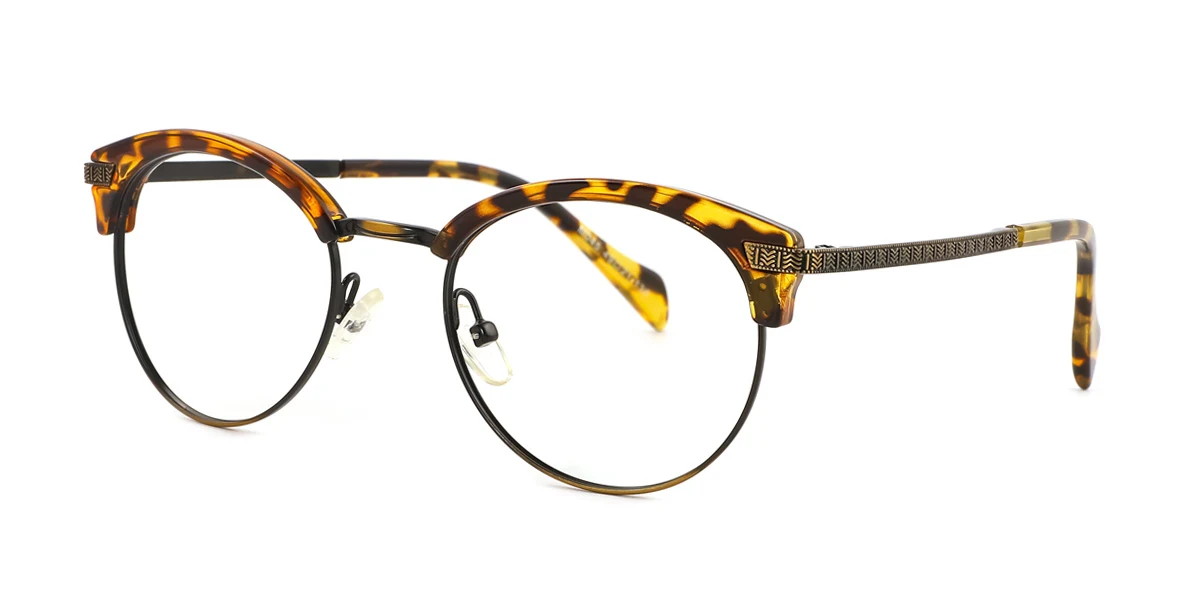 Tortoiseshell Round Oval Classic Custom Engraving Eyeglasses | WhereLight