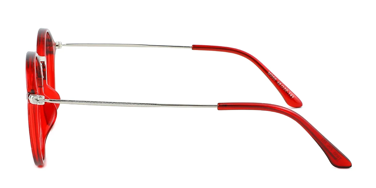 Red Round Oval Simple Classic Custom Engraving Eyeglasses | WhereLight