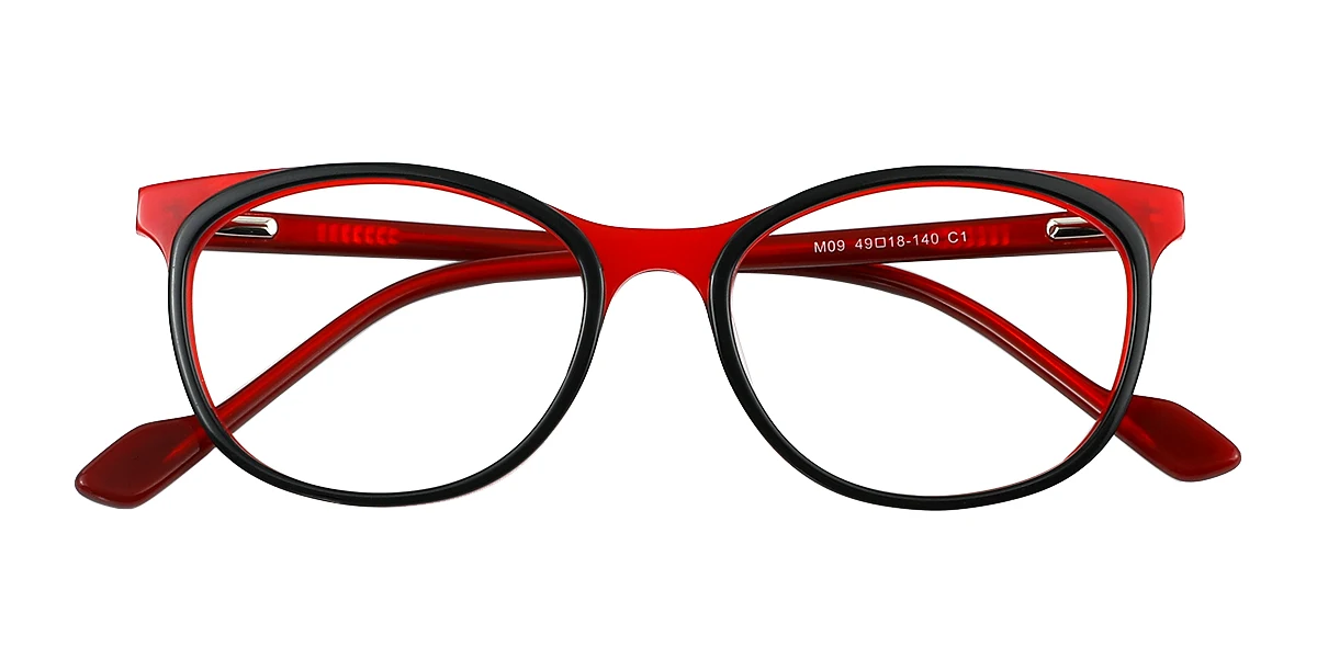 Black Oval Simple Classic Retro Spring Hinges Eyeglasses | WhereLight