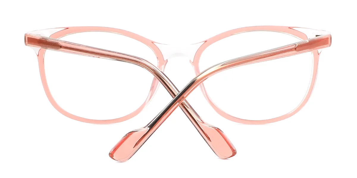 Pink Oval Simple Classic Retro Spring Hinges Eyeglasses | WhereLight