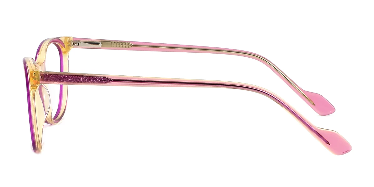 Purple Oval Simple Classic Retro Spring Hinges Eyeglasses | WhereLight