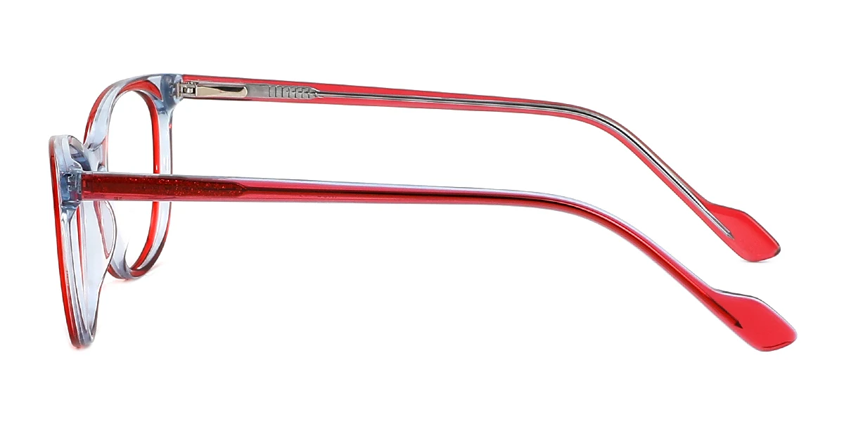 Red Oval Simple Classic Retro Spring Hinges Eyeglasses | WhereLight